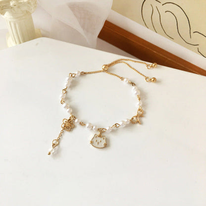 2023 Japan Korea Stern Mond Armband für Frauen Mädchen Mode rosa Kristall Perle Kette Armband Großhandel Designer Schmuck Party Geschenk