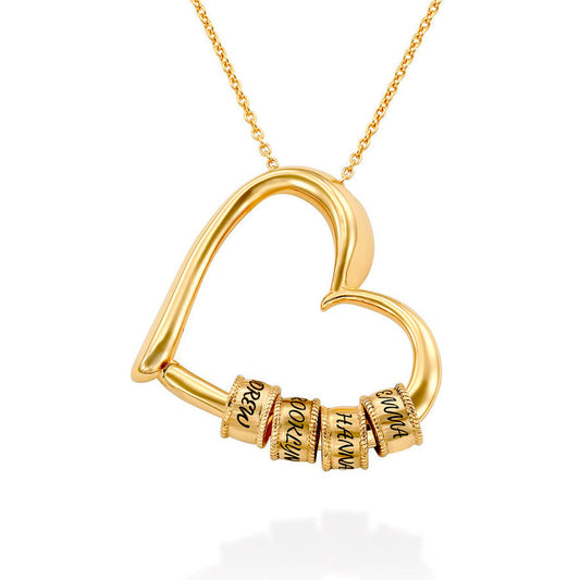 2023 Personalisierte Herz-Halsketten Frauen Schmuck benutzerdefinierte Gold plattiert 1-7 Perlen Name Halsketten &amp; Anhänger Muttertag Geschenk